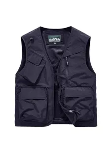 Men's multi-pocket utility tactical vest summer outdoor photography hiking workwear top