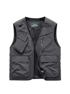 Men's Summer Multi-Pocket Tactical Vest Outdoor Hiking Workwear Cargo Casual Waistcoat