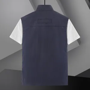 Men's tactical quick-dry vest multi-pocket sleeveless utility waistcoat back view.