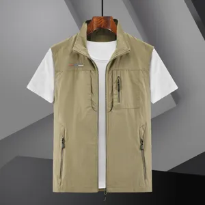 Men quick-drying tactical vest cargo multi-pocket lightweight summer casual gilet