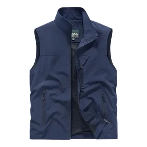 Gilet tattico casual da uomo multi-tasche collo a piedi pesca all'aperto smanicato