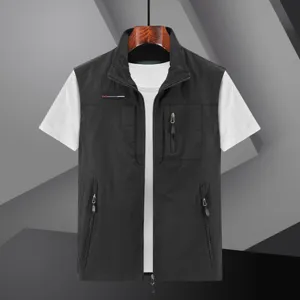 Men's casual multi-pocket quick-dry tactical vest spring summer outdoor workwear gilet top