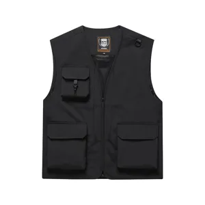 Gilet da lavoro in rete multitasche per trekking all'aperto, pesca e fotografia sportiva.