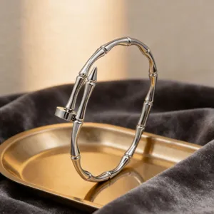 Bracelet clou bambou en acier inoxydable, bijoux de couple mode de luxe pour tous les jours.