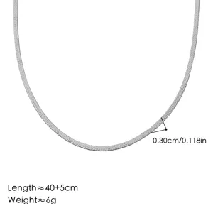 Collar de cadena de espiga plateada, longitud ajustable 40+5cm, ligero 6g, ancho 0,3cm.
