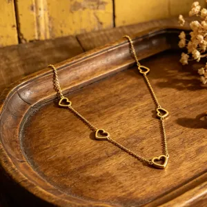 Gold stainless steel multi hollow heart necklace trendy fashion jewelry for women elegant gift