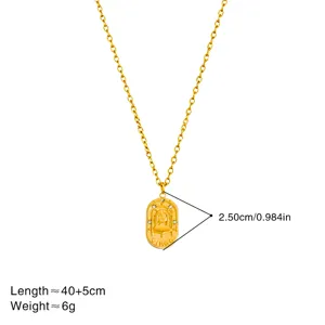 Collier pendentif diamant zodiaque acier inoxydable plaqué or 18k vue détaillée