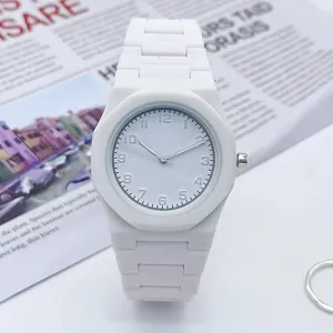 Orologio da Polso al Quarzo di Moda per Uomo Donna Quadrante Rotondo Minimalista Bisel Ottagonale Orologio Analogico Casuale