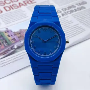 Orologio al quarzo blu vibrante per uomo e donna, elegante orologio da polso casual.