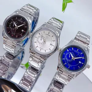 Men's quartz watch business stainless steel strap calendar stylish casual wrist watch 3pcs