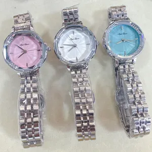 Orologio al Quarzo da Donna Moda Cinturino in Acciaio Inossidabile Rotondo Strass Impermeabile Elegante Orologio da Polso Casual