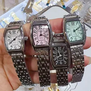 KOUSHI women quartz watch tonneau steel strap fashion wristwatch colorful dial
