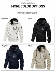 Men's casual hooded jacket with multi-color options, stylish and comfortable outerwear for spring.