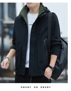 Men's tactical windbreaker jacket outdoor waterproof hooded casual coat for autumn winter