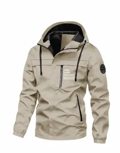 Men's stylish casual hooded windbreaker jacket, perfect for spring and autumn outdoor daily wear.