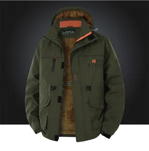 Giacca tattica da uomo in pile all'aperto cappotto antivento con cappuccio verde