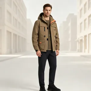 Giacca con cappuccio uomo outdoor primavera autunno casual antivento montagna cappotto