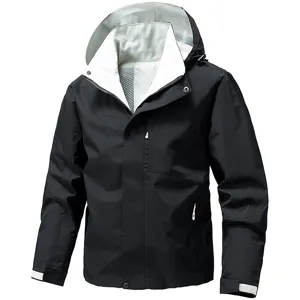 Veste Coupe-vent Imperméable d'Extérieur Unisexe Avec Capuche Légère Vêtement de Travail Printemps Automne Manteau Décontracté