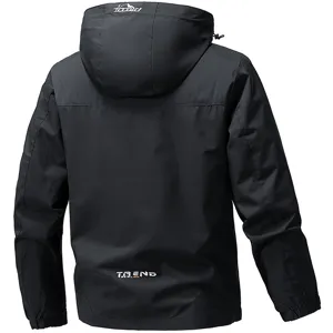 Chaqueta cortavientos de camping al aire libre negra con capucha para hombre y mujer, top.
