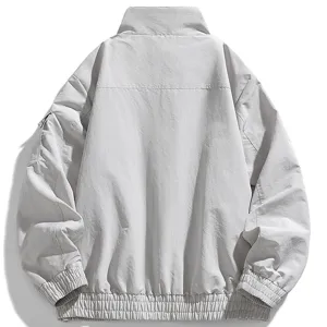 Chaqueta cortavientos casual gris claro para hombre abrigo de exterior primavera