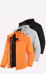 Giacca uomo impermeabile colletto in piedi antivento outdoor, stile casual ampio.