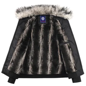 Men winter thickened hooded jacket faux fur lined warm casual coat outerwear stylish parka
