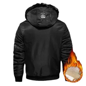 Heren Winter Jas met Capuchon Fleece gevoerd Gewatteerde Zwarte Jas Warm en Comfortabel