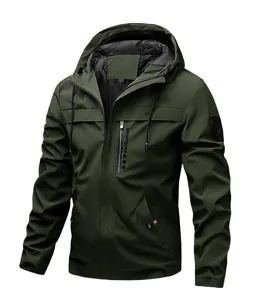 Uomo tattico con cappuccio giacca a vento impermeabile cappotto casual per autunno