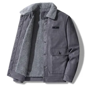Veste en daim doublée de polaire épaisse d'hiver pour homme manteau décontracté à revers.