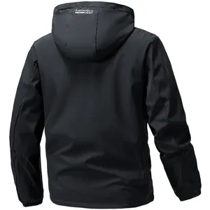Giacca con cappuccio nera da uomo outerwear casual giacca a vento primaverile retro