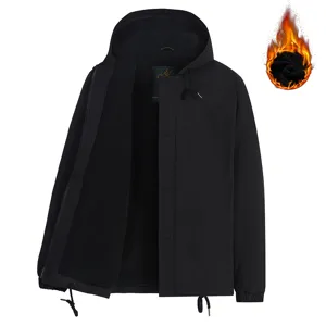 Manteau en Coton Doublé Polaire Capuche Homme Veste de Travail Chaude et Épaisse