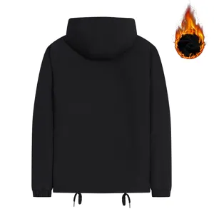 Hommes hiver polaire doublé veste à capuche épais chaud décontracté manteau noir mode