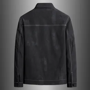 Mens black lapel jacket autumn winter new casual trendy brand workwear coat outerwear