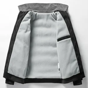 Men's winter thick warm fleece lined fleece jacket coat black outerwear main view showcase