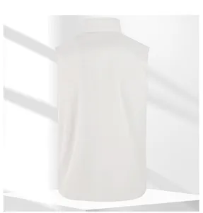 Back view detail of men solid white workwear vest casual sleeveless outdoor vest