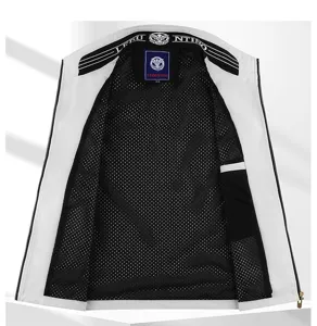 Men's casual workwear vest inner mesh detail white lightweight jacket spring autumn