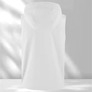 Men's solid white hooded vest casual sleeveless jacket outdoor spring fashion daily wear