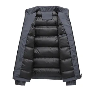 Chaqueta de plumón de cuello alto para hombre casual business abrigo de invierno gris oscuro cálido