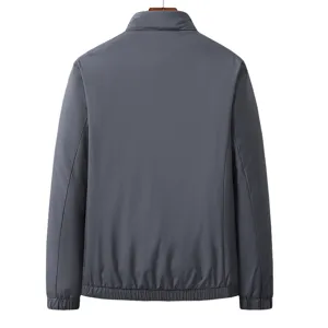 Chaqueta de plumón informal para hombre con cuello alto gris oscuro, abrigo de invierno elegante.