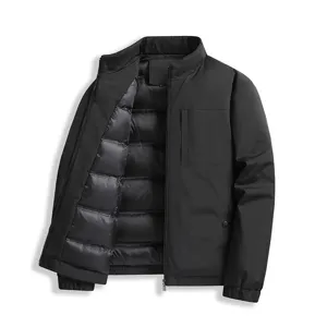 Chaqueta de plumón informal de cuello alto para hombre en negro, abrigo de invierno.