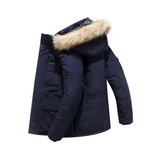 Winter dicke kapuze gefütterte jacke herren freizeit fleece warme parka mantel winterkleidung