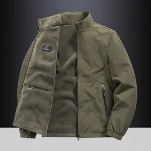 Giacca Reversibile in Pile Casual da Uomo Collo Alto in Poliestere Capispalla Caldi Larghi Invernali Top con Cerniera