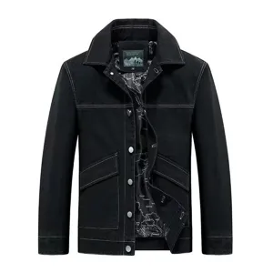 Herren Casual Fleece Gefütterte Jeansjacke Dick Warm Baumwollmischung Lockere Passform Trucker Jacke Plus Size Mantel Für Winter