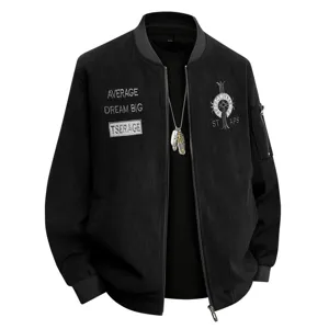 Men's Vintage Corduroy Baseball Collar Jacket Embroidery Loose Fit Zip Up Casual Streetwear Outerwear For Spring Autumn Plus Size