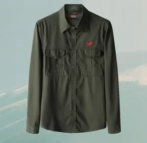 Men's tactical outdoor long sleeve work shirt casual utility button down shirt top