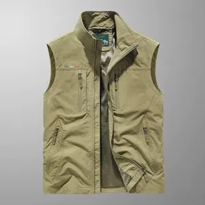 Men's outdoor tactical vest quick dry multi-pocket cargo waistcoat casual outerwear top