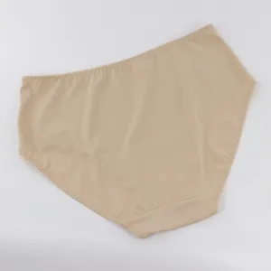 Plus size women seamless high waist underwear detail view, comfortable daily brief garment fabric.