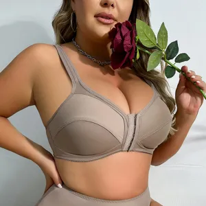 Plus Size kabelloser BH mit Frontverschluss Push Up nahtlose Damenunterwäsche.