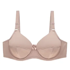 Sujetador liso de talla grande para mujer, cómodo, con copas de soporte y lazo elegante.