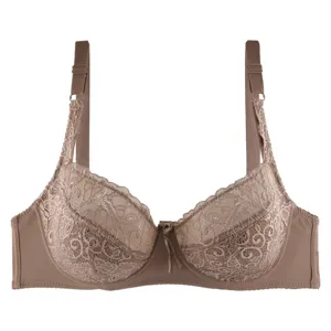 Dames kanten bh in grote maat ademende volledige cup comfortabele lingerie in bruin